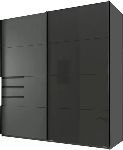 Wimex Schwebetürenschrank Schwerin mit Glastür und Schubladen - Schwebetürenschrank in Graphit mit 4 Einlegeböden und 3 Schubladen, ideal für platzsparenden Stauraum und bequemen Zugriff.