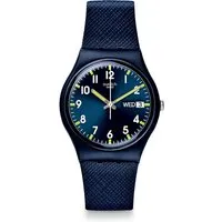 Swatch Original Sir Blue Day Date SO28N702 Armbanduhr - Armbanduhren für Herren, stilvolle und funktionale Analoguhr mit rundem Kunststoffgehäuse und Mineralglas für optimalen Tragekomfort.