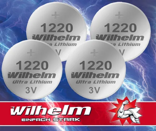 CR1220 WILHELM Blister Lithium Knopfzelle 3V 40mAh ø12x2,0mm Batterie DL1220 4 x