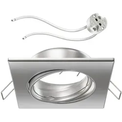 ledscom.de Deckeneinbaurahmen RIR Einbaurahmen chrom matt eckig schwenkbar (LED/Halogen/MR16/50mm) inkl. GU5.3 Fassung