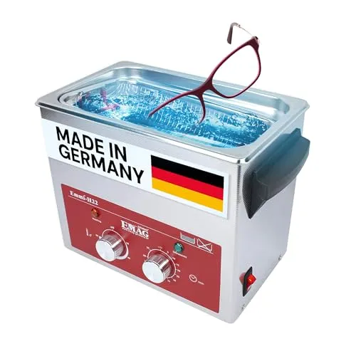 Ultraschall Reinigungsg. Emmi-H22 - Ultraschallreinigungsgerät für Labor, Optik und Werkstatt, aus hochwertigem Edelstahl mit max. 120 W Spitzenleistung und 40 kHz Frequenz für gründliche Reinigung.