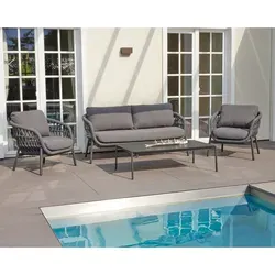 La Casa »Bari« 3-teiliges Outdoor Lounge-Set in Anthrazit - Stylisches Lounge-Set »Bari« für entspannte Stunden im Freien. Beinhaltet zwei komfortable Sessel und ein 2-Sitzer-Sofa – ideal für gesellige Zusammenkünfte im Garten.