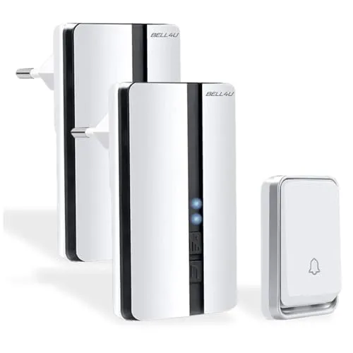 Bell4U Funkklingel Batterielos - Kabellose Türklingel mit 200m Reichweite - Türglockensätze mit innovativem mikrogenerator: keine Batterien nötig, wasserfest und 51 Melodien wählbar. Ideal für drinnen und draußen!