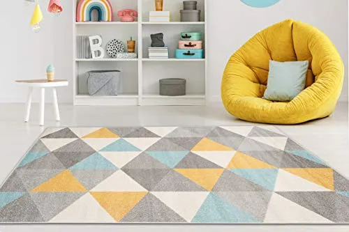 Carpeto Rugs Teppich Wohnzimmer Kurzflor Grau Modern Geometrisch - Teppich für Wohnzimmer und Kinderzimmer, ÖKO-TEX zertifiziert und hautfreundlich, ideal für Allergiker, pflegeleicht und langlebig.