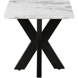 Eleganter Couchtisch BARCELONA aus Marmor 55x55x55 - Quadratischer Couchtisch mit edler Marmorplatte in Weiß und stabilem Kreuzgestell aus schwarzem Eisen. Ideal für jedes Wohnzimmer und sorgt für einen stilvollen Akzent. Entdecken Sie die gesamte BARCELONA-Serie!