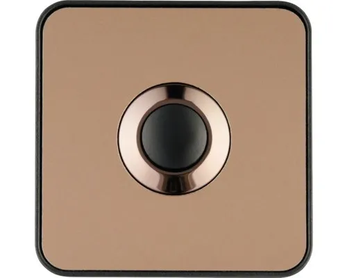 Grothe 64185 Klingel Kupfer, Schwarz - Piccolo Piazza - Klingeltaster in edlem Kupfer und Schwarz, modern und elegant, perfekt für stilvolle Eingänge.
