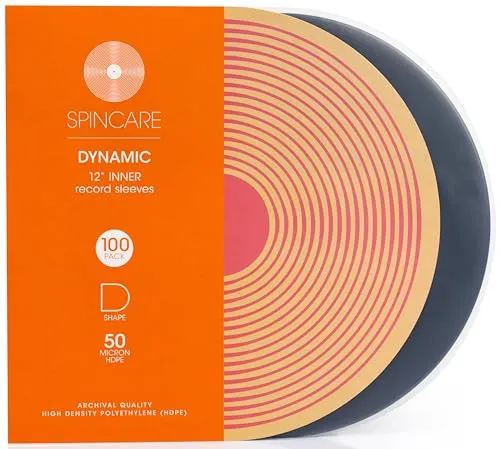 Spincare 100x 12 Zoll Anti-Statik Innenhüllen für Schallplatten | Dynamic Rundkante LP Schutzhüllen | Premium HDPE Vinyl Innenhüllen & LP Schutzhüllen | Archivfeste Schallplattenhüllen Vinyl Hüllen