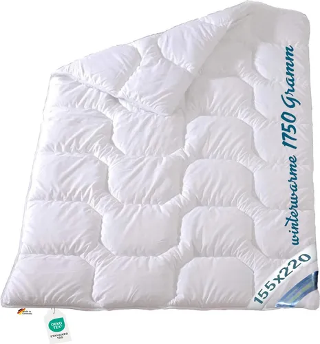 Extra warme Winter Bettdecke Duo Steppbett 155x220 - Bettdecken für Allergiker, extra warm mit atmungsaktivem Baumwollbezug und antiallergischer Füllung für ein trockenes Schlafklima. Waschbar bis 95°C.