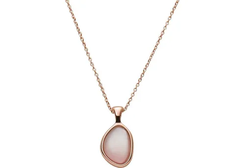 Skagen Damen-Edelstahl-Halskette - Elegantes Design mit Karabinerverschluss - Ketten für Damen, aus hochwertigem poliertem Edelstahl in Roségold, verziert mit edlem Perlmutt für einen stilvollen Look.
