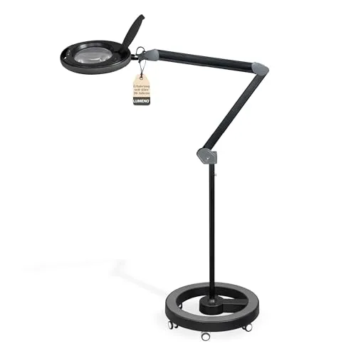 Lumeno Lupenlampe 851X - Dimmbare LED-Lupenleuchte mit 152 mm Linse - Professionelle Lupenleuchte für Kosmetik, Nageldesign und Handwerk. 5 dimmbare Helligkeitsstufen und kristallklare Linse für optimale Ausleuchtung.