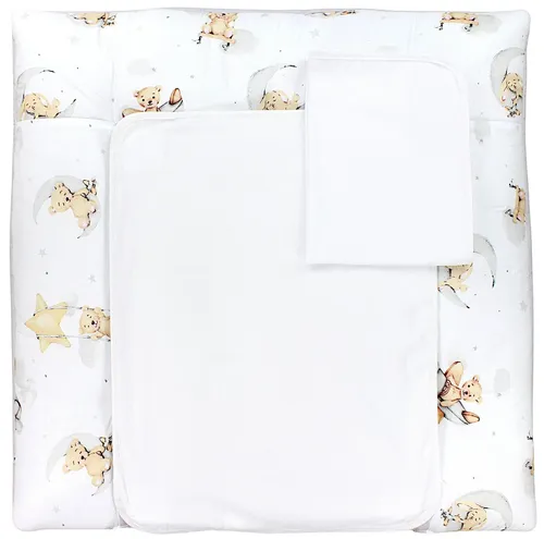 TupTam Wickelauflage mit 2 Frotteebezügen – Modell MAR02579 - Praktische Wickelauflage in Beige/Grau mit Bärchen-Design. Ideal für den täglichen Gebrauch, bequem und pflegeleicht dank 100% Baumwolle und 100% Polyester-Füllung.