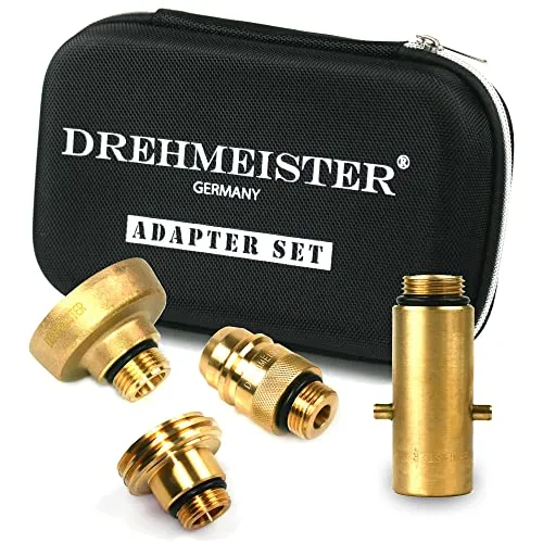 Drehmeister LPG Adapter Set W21.8 - Gasfahrzeuge - Praktisches Set für alle europäischen Autogas-Zapfpistolen, inklusive Etui. Ideal für sicheres LPG Tanken in Europa, ohne zusätzliche Adapter.