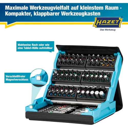 Hazet Bitset SmartCase 2200SC-3 - 96-teilig, vielseitiger Bitsatz mit Schlitz, Kreuz, Torx und Innensechskant, inklusive Stecknussadapter und praktischem Magnetverschluss