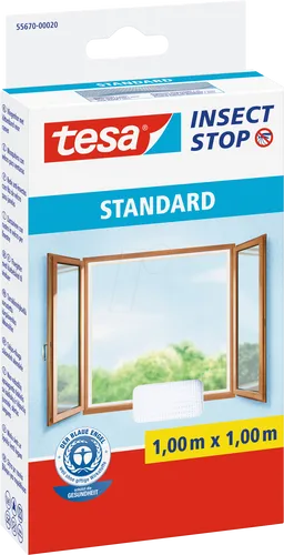 tesa Insect Stop Standard Fliegengitter für Fenster - Anpassbares Insektenschutznetz ohne Bohren - 100 cm x 100 cm - Weiß - Halten Sie Insekten fern und genießen Sie frische Luft mit dem tesa Insect Stop STANDARD Fliegengitter. Das zuschneidbare Netz ist einfach zu montieren und hygienisch waschbar bis 30°C. Für ein ungestörtes Fenstererlebnis!