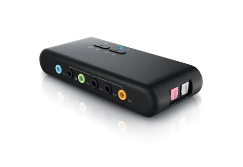 CSL USB-Soundkarte 7.1 Surround - Externes 7.1 Surround Klangsystem für bis zu 8 Lautsprecher, ideal für ein beeindruckendes Klangerlebnis beim Gaming und Filme schauen.