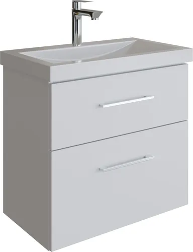 Waschtisch mit Unterschrank 63 cm - weiß - Badmöbel-Set mit hochwertigem Keramikwaschbecken, bietet großzügigen Stauraum und Softclose-Funktion für geräuschloses Schließen – ideal für ein elegantes und funktionales Badezimmer.