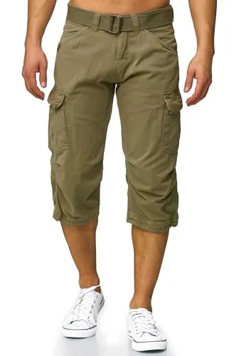 Indicode Cargoshorts Nicolas Check - Dired Herb - Cargoshorts aus robuster Materialmischung, elastisch und pflegeleicht, ideal für den lässigen Look in der Freizeit.