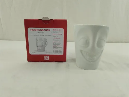 FIFTYEIGHT Henkelbecher 350ml - Witzig weiß - Thermobehälter, stylischer Henkelbecher mit witzigem Design – ideal für Kaffee oder Tee unterwegs!
