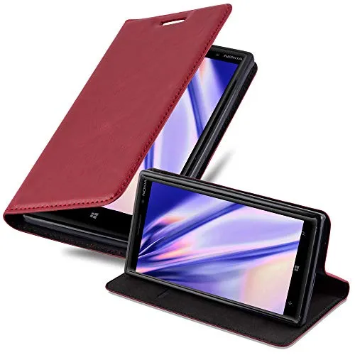 Cadorabo Hülle kompatibel mit Nokia Lumia 830 aus Premium Kunst Leder Flip Klappbare Stoßfeste Magnetische [Standfunktion] [Kartenfächern] Cover Hülle für Nokia Lumia 830 Tasche in Rot