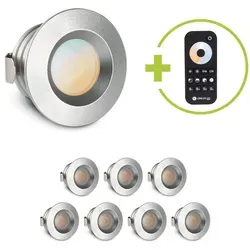 Einbaustrahler Mini flach Torino 3W CCT IP44 - Farbe: silber - Anzahl: 8x