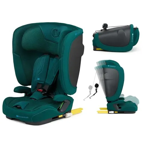 Kinderkraft Fix2Go Autokindersitz - Green - Kindersitz Gruppe I/II/III für Kinder von 15 Monaten bis 12 Jahren, mit EASY GROW SYSTEM und AIR FLOW für optimale Sicherheit und Komfort bei jeder Fahrt.
