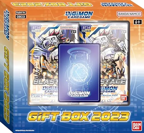 Digimon Card Game Gift Box 2023 - Gesellschaftsspiele und ein umfangreiches Set mit 4 Boosterpacks, exklusiver Promo-Karte sowie Spielzubehör für ein unvergessliches Spielerlebnis!