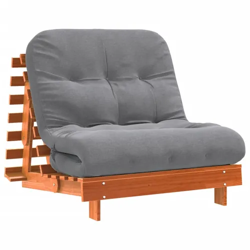vidaXL Futon Schlafsofa mit Matratze Braun 90x206x11 - Schlafsofa aus massivem Kiefernholz mit verstellbarer Rückenlehne für optimale Sitz- und Liegepositionen. Ideal für Wohn-, Schlaf- oder Gästezimmer.