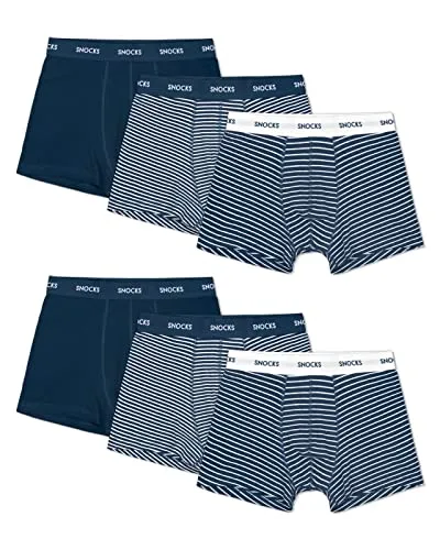 SNOCKS Boxershorts Enge Pants Herren Unterhose (6-St) - Herren-Nachtwäsche aus 95% Bio-Baumwolle, mit druckfreiem Komfortbund und stylischen blauen Streifen für optimalen Tragekomfort.