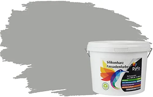 RyFo Colors Silikonharz Fassadenfarbe Mausgrau 3l - Wetterbeständige Premium-Farbe mit Lotuseffekt - Hochwertige Silikonharz-Fassadenfarbe für den Außenbereich. Mit Lotuseffekt für schmutzabweisende Oberflächen und extremer Wetterbeständigkeit. Ideal für langlebige und ansprechende Fassaden.
