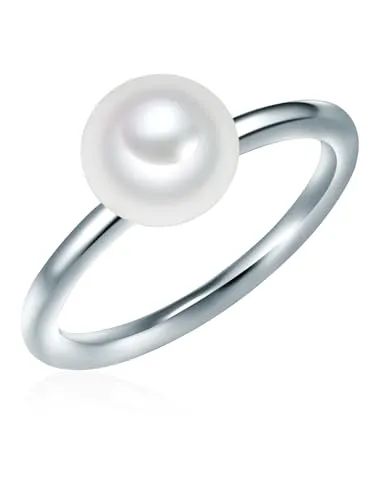 Valero Pearls Damen-Ring 925/- Sterling Silber mit Süßwasser-Zuchtperle - Eleganter Damenring aus 925er Sterlingsilber mit 8 mm Süßwasser-Zuchtperle, ideal als Geschenk für Perlenschmuck-Liebhaberinnen.