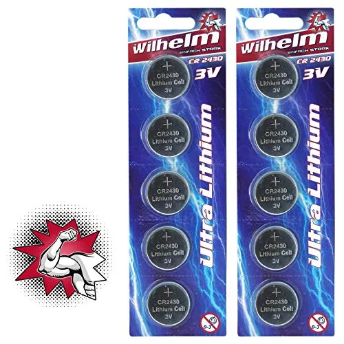 CR2430 WILHELM Lithium Knopfzelle 3V 270mAh ø24,3x3,0mm Batterie DL 2430 10 x