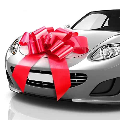 Mata1 – Riesige Autoschleife – Rot, 76 cm - Dekorative Schleifen & Bänder, wasserdicht und ideal für große Geschenke oder Verkaufsaktionen – einfache Montage und perfekt für drinnen und draußen.