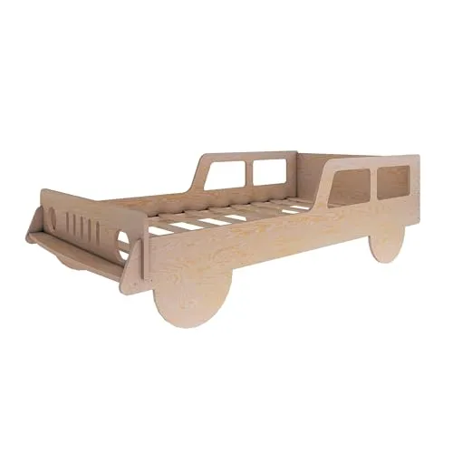 Need Sleep Kinderbett Autobett Jeep 80x160 cm - Kleinkindbett aus FSC-zertifiziertem Kiefernsperrholz, stabil und sicher bis 120 kg, perfekt für Spiel und Schlaf, europäische Qualität.