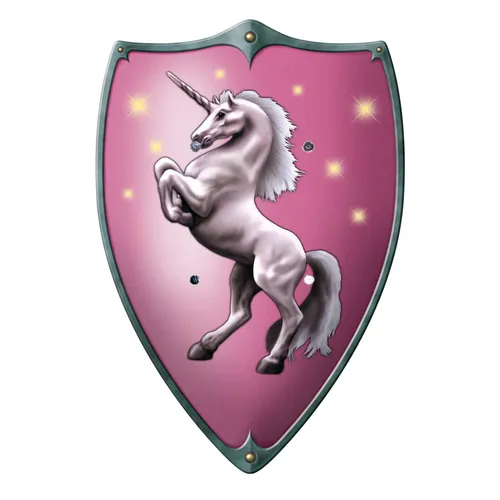 BestSaller 1162 Ritterschild "Unicorn" mit Einhorn Motiv, Holz, 49 x 32 cm, pink