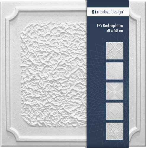 Deckenplatten aus Styropor EPS - Deckenpaneele leicht & robust im modernen Design - (2QM Sparpaket ANTIK 50x50cm) Verkleidung Deckenplatten Decke weiß