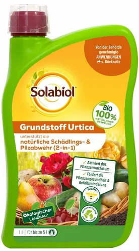 Solabiol Grundstoff Urtica Konzentrat 1 l - Effektives Konzentrat für die Anwendung im Garten und auf der Auffahrt. Unterstützt die Pflege Ihrer Pflanzen und ist für Innen- und Außenbereich geeignet.