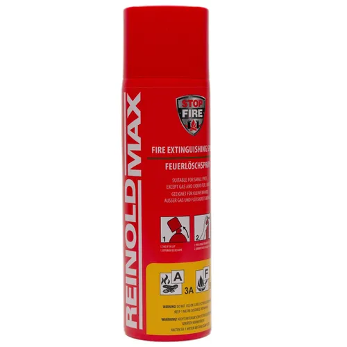 ReinoldMax Stop Fire Feuerlöschspray, 500g - Effektives Feuerlöschspray für Fahrzeuge, Boote und Zuhause. Löscht Brände von Elektrogeräten bis 1000 V aus einer Entfernung von 1 m. Sicherheit für jede Situation.
