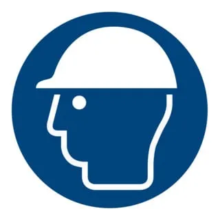 Gebotszeichen Kopfschutz benutzen, Typ: 02300 - Gebotszeichen für die Sicherheit am Arbeitsplatz, erfüllt ASR A1.3 und ISO 7010 Standards für optimalen Schutz.