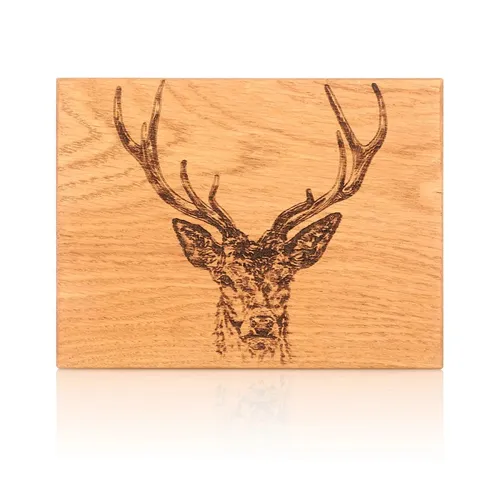 The Just Slate Company Servierbrett aus Eiche - Hirschprinz 30 cm - Schneidebrett aus hochwertiger Eiche, 30 cm Durchmesser, ideal für stilvolles Servieren und Dekorieren. Ein echter Blickfang für jede Tafel!