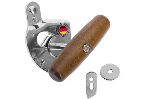 WESTMARK Dosenöffner Profidosenöffner Titan - 3tlg. inkl. Ersatzteilen - Dosenöffner für Gastronomie und gewerblichen Gebrauch, mit robustem Messer und griffigem Holzknauf für müheloses Öffnen großer Konservendosen. Nachhaltig dank 2 Ersatzteilen und kompakt für die Küchenschublade.