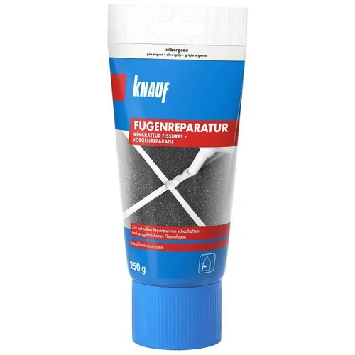 Knauf schnell-trocknender Fugen-Reparatur Spachtel, zum schnellen Ausbessern von schadhaften und ausgebrochenen Fliesen – gebrauchsfertiger Mörtel, für innen, Silber-Grau, 250-g