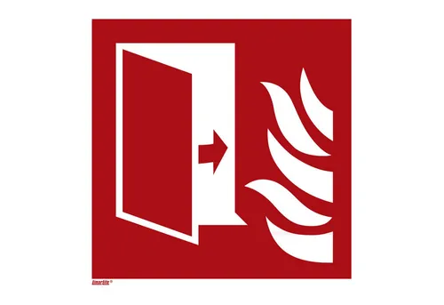 Brandschutzzeichen Feuerschutztür, Typ: 12200 - Sonstige Werkzeuge - langnachleuchtendes Brandschutzzeichen aus strapazierfähigem Hart-PVC, ideal für den Sicherheitsbereich.