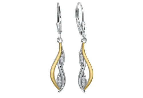 Vivance Paar Ohrhänger aus 925 Silber - Elegante Ohrhänger aus rhodiniertem 925 Sterling Silber mit 12 weißen Zirkonia-Steinen, ideal für besondere Anlässe oder den Alltag. Inklusive Geschenketui.