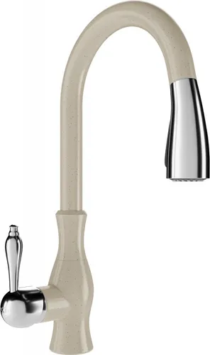 Mexen Savita Küchenmischer Beige - 672601-69 - Eleganter Küchenmischer in Beige mit ausziehbarem Auslauf für flexible Nutzung. Ideal für moderne Küchen und sorgt für eine stilvolle Ergänzung.