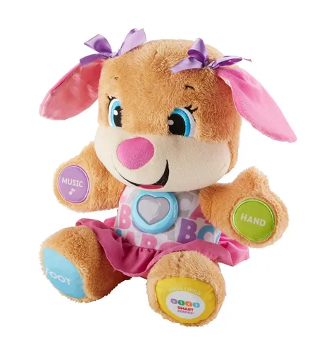 Fisher-Price Lernspaß Hundefreundin - Kuschelig weiches Plüschtier mit Smart-Stages-Technologie, das auf Berührungen reagiert und spielerisch den Wortschatz von Babys ab 6 Monaten erweitert.