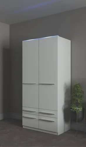 Kleiderschrank PRIESS "Barcelona" in 5 Breiten, weiß - Kleiderschränke mit viel Stauraum, geräumige Schubkästen und optionaler LED-Beleuchtung, ideal für Ordnung im Schlafzimmer.