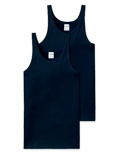 Schiesser Herren 2er Pack Unterhemd ohne Arm - Essential Feinripp - Herren-Unterhemden aus strapazierfähigem Feinripp, ideal für den täglichen Gebrauch. Hochwertige Qualität und hoher Tragekomfort.
