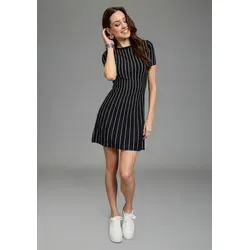 Bruno Banani Strickkleid mit monochromen, vertikalen Streifen-Design schwarz 40