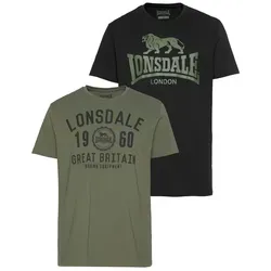Lonsdale T-Shirt BANGOR 2er-Pack - Herren-Shirts, sportlich geschnittenes Doppelpack in khaki und schwarz, aus 100% Baumwolle für höchsten Tragekomfort.