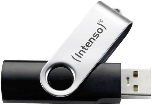 Intenso Basic Line 8 GB USB-Stick USB 2.0 - Hochwertiger, klappbarer Speicherstick in Silber-Schwarz mit schnellen Transferraten bis 28 MB/s